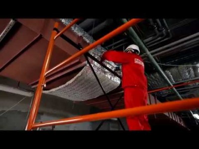 Монтаж матов ROCKWOOL WIRED MAT с помощью бандажной ленты